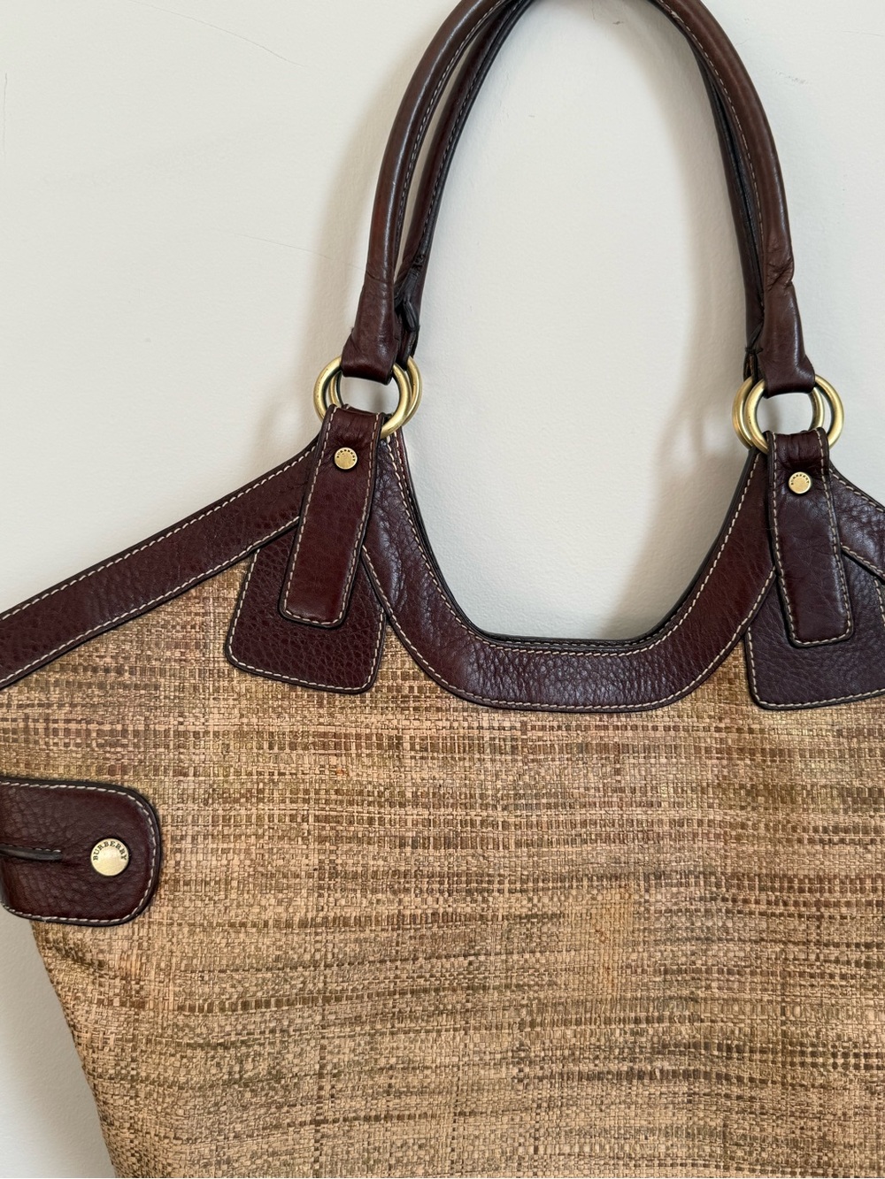 Burberry London Raffia Dark Brown Bucket Bag - Picture 8 of 16